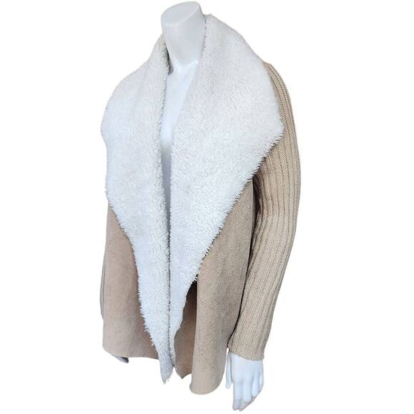 Faded Glory Faux Suede, Sherpa, & Ribbed Sweater Jacket (M) - Picture 1 of 5